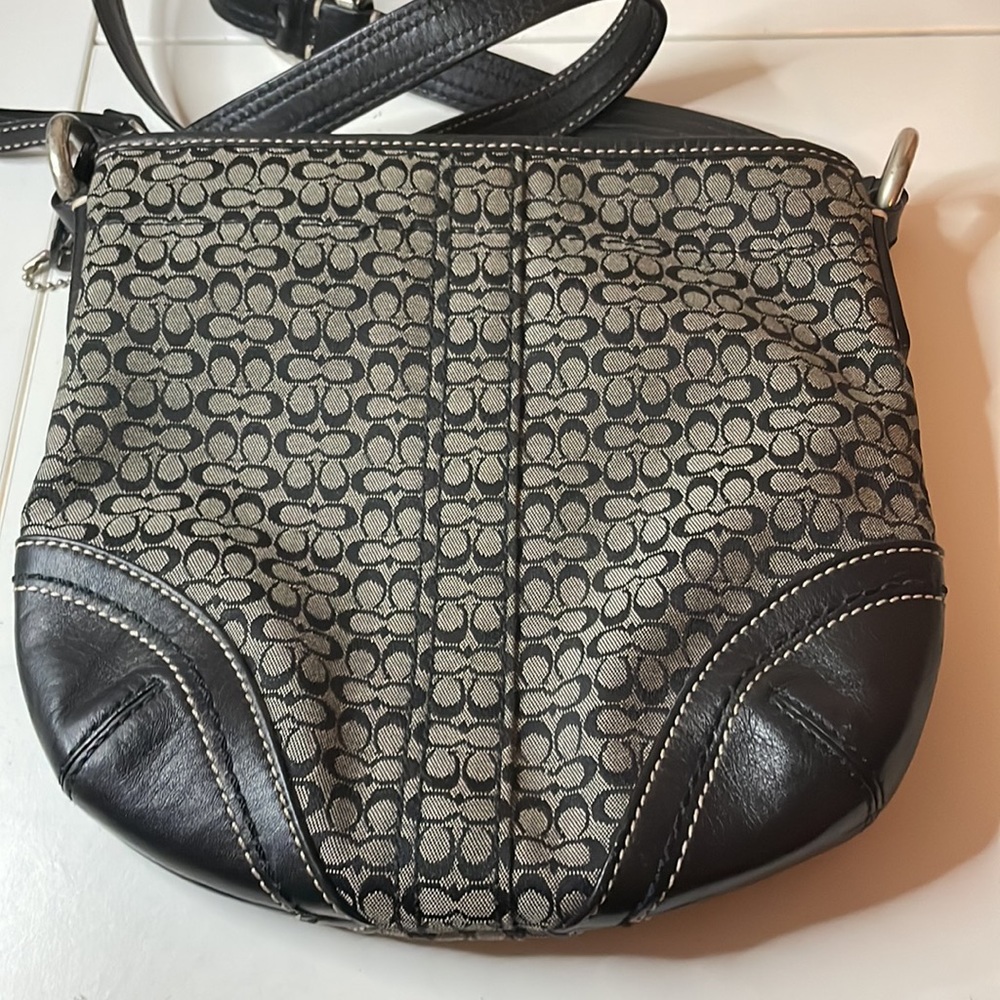 Black Coach Crossbody Purse with Silver Hardware - Picture 2 of 5